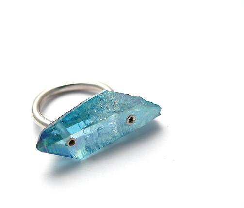 aqua aura crystal [crystal ring] : stone&honey from stoneandhoney.com