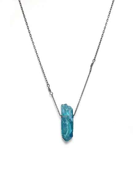 aqua aura quartz // oxidized
