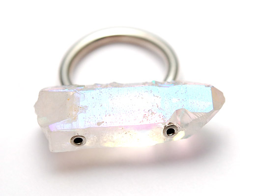opal aura quartz ring